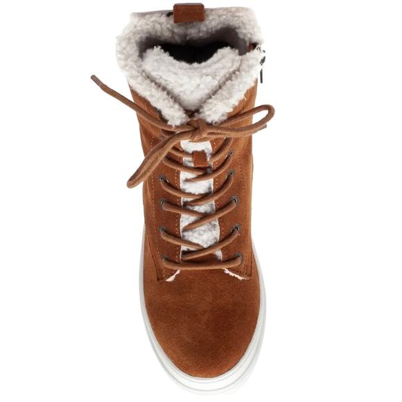 J/Slides NYC Torrie Brown Women Winter Boot Sz 8.5 Suede Faux Fur Waterproof New - Picture 4 of 7